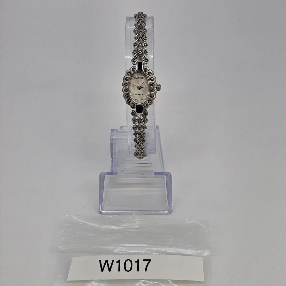 VTG Majestron Watch Women 18mm Marcasite MOP Oval Dial‎ 7